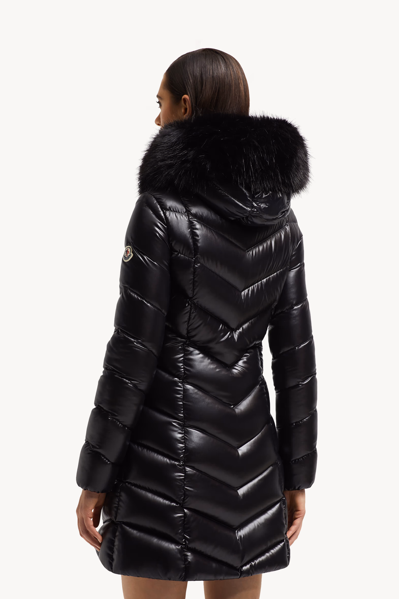 Fulmarus Faux Fur-Trimmed Hooded Long Down Jacket Women Black Moncler 5